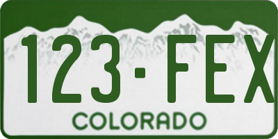 CO license plate 123FEX