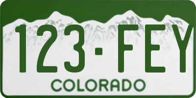 CO license plate 123FEY