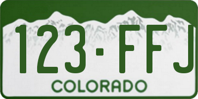 CO license plate 123FFJ