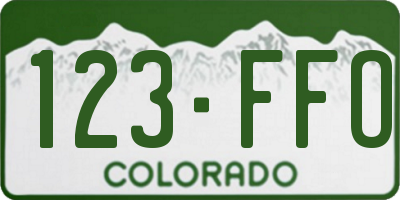 CO license plate 123FFO