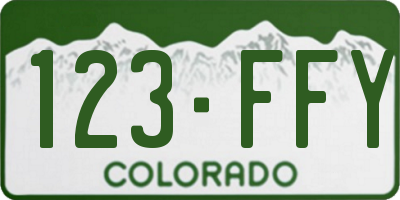 CO license plate 123FFY