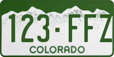 CO license plate 123FFZ