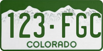 CO license plate 123FGC