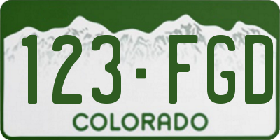 CO license plate 123FGD