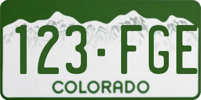CO license plate 123FGE