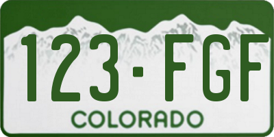 CO license plate 123FGF