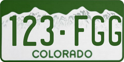CO license plate 123FGG