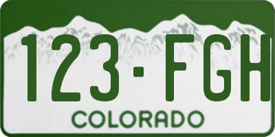 CO license plate 123FGH