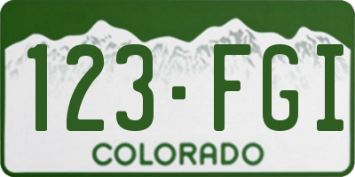 CO license plate 123FGI