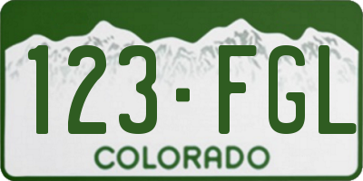 CO license plate 123FGL