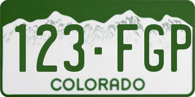 CO license plate 123FGP