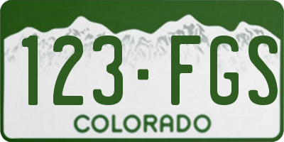 CO license plate 123FGS