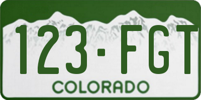 CO license plate 123FGT