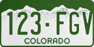 CO license plate 123FGV