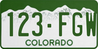 CO license plate 123FGW