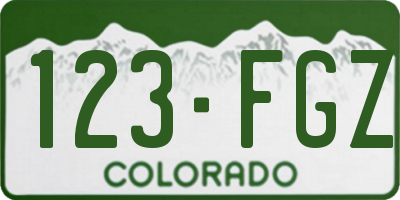 CO license plate 123FGZ