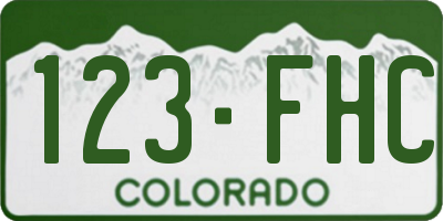 CO license plate 123FHC
