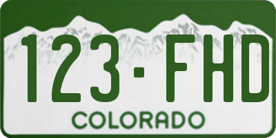 CO license plate 123FHD