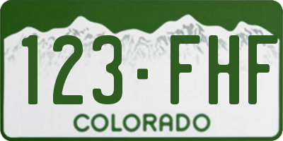 CO license plate 123FHF