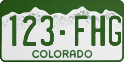 CO license plate 123FHG