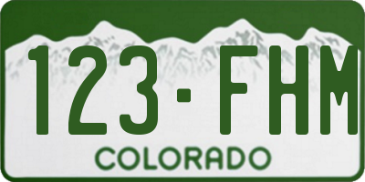 CO license plate 123FHM