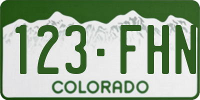 CO license plate 123FHN