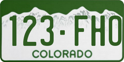 CO license plate 123FHO