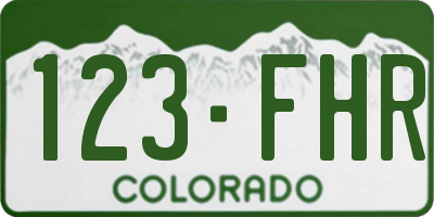 CO license plate 123FHR