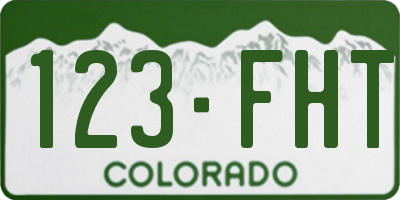 CO license plate 123FHT