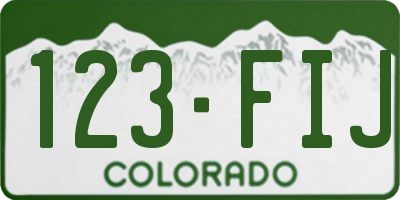 CO license plate 123FIJ