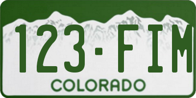 CO license plate 123FIM