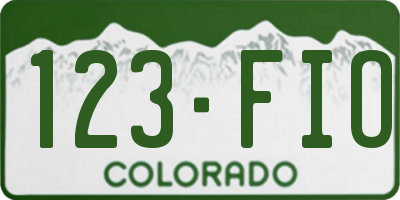 CO license plate 123FIO