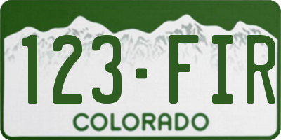 CO license plate 123FIR