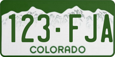 CO license plate 123FJA