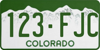 CO license plate 123FJC