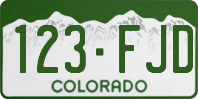 CO license plate 123FJD