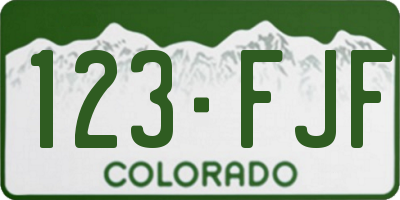 CO license plate 123FJF