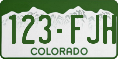 CO license plate 123FJH