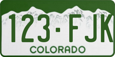 CO license plate 123FJK