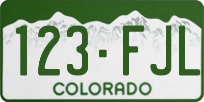 CO license plate 123FJL