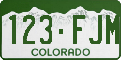 CO license plate 123FJM