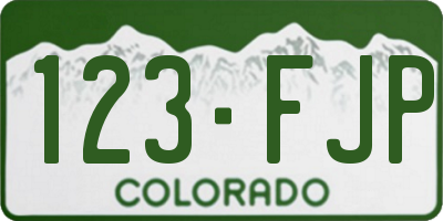 CO license plate 123FJP