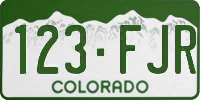 CO license plate 123FJR