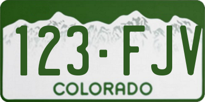 CO license plate 123FJV