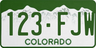 CO license plate 123FJW