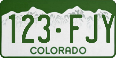 CO license plate 123FJY