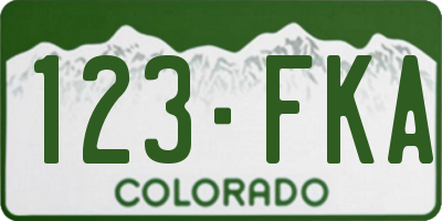CO license plate 123FKA