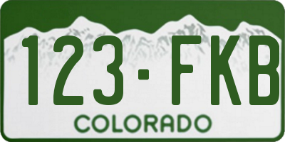 CO license plate 123FKB