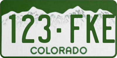CO license plate 123FKE