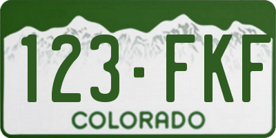 CO license plate 123FKF